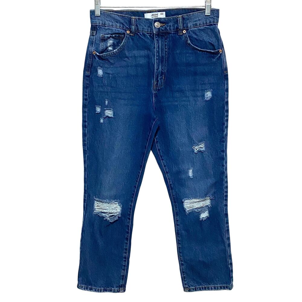 Ardene Regular Rise Boyfriend Jeans Juniors 3 Distressed Ripped Grunge Trashed